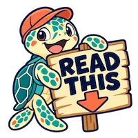 Turtle holding a sign that says read this