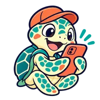 Sea turtle texting on a phone